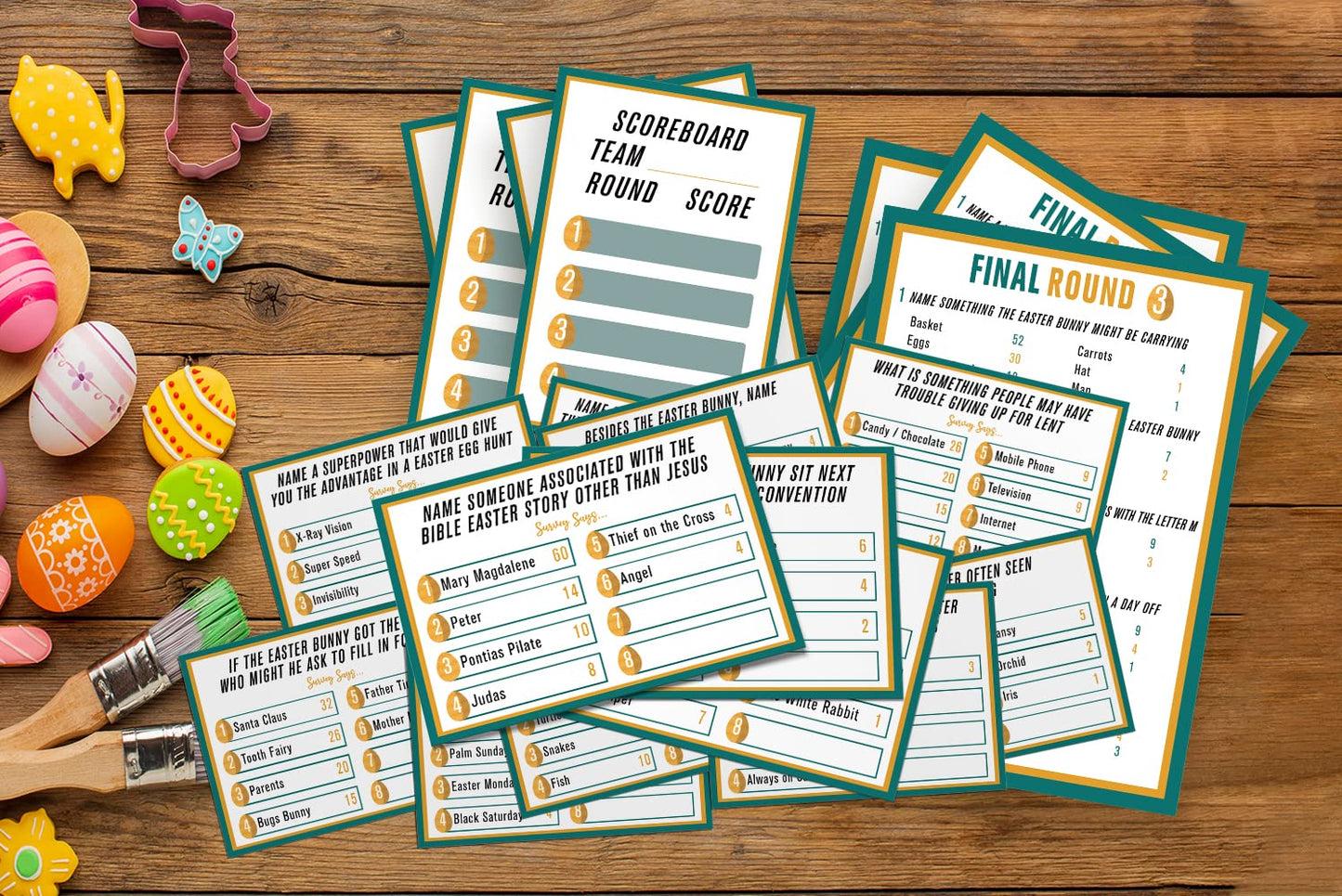 Easter Family Feud Quiz Game, Easter Party Decorations, Easter Party Games, Easter Friendly Feud Quiz, Easter Party Favor, Famil