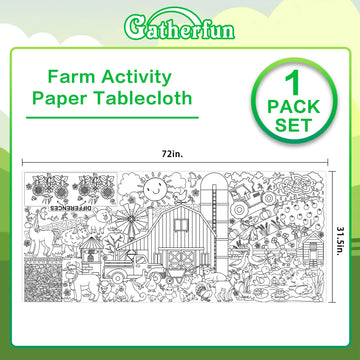 Gatherfun Farm Animal Party Giant Coloring Poster - 31.5X 72 Inches - Versatile Classroom Wall D  Cor & Birthday Activity - Farm