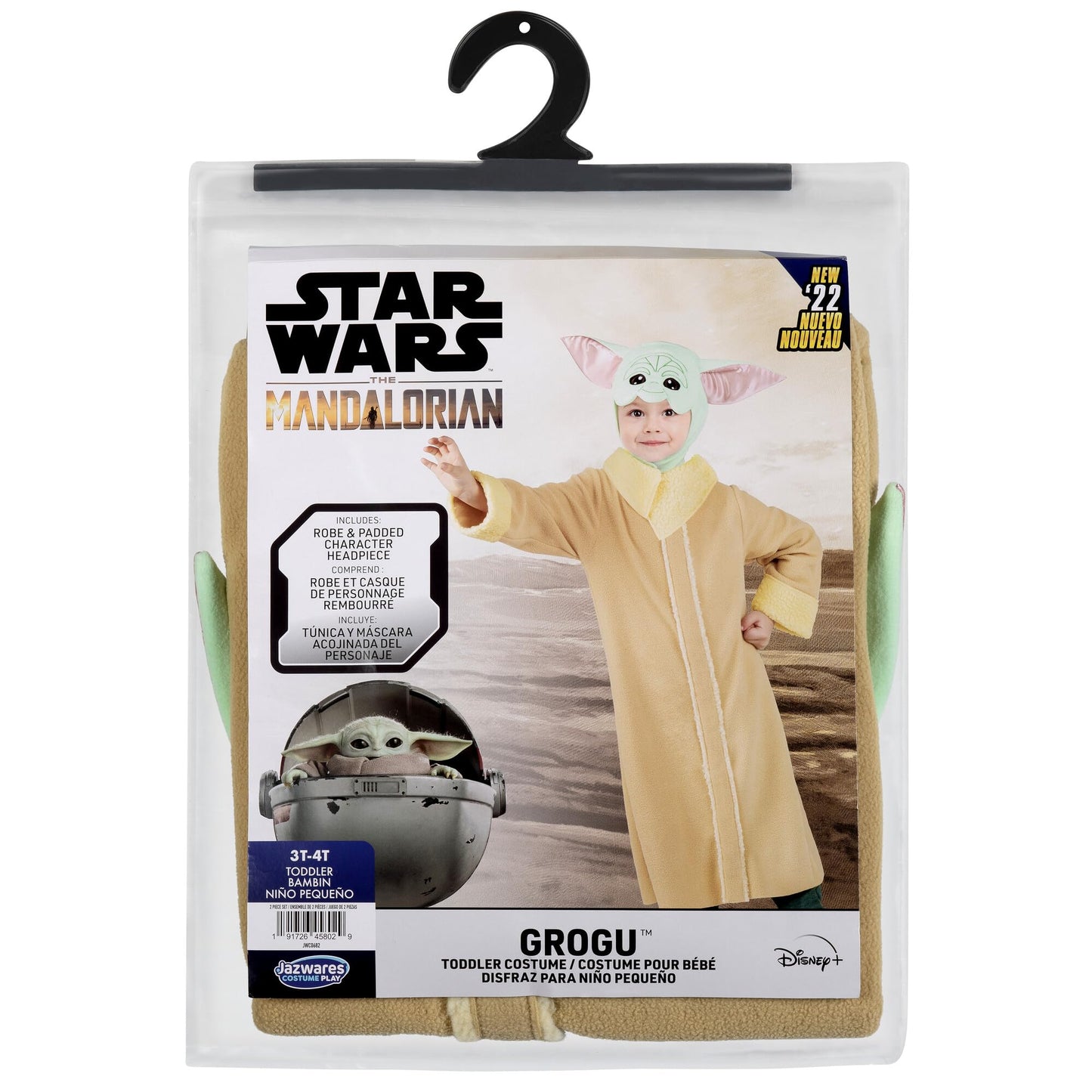 Star Wars Mandalorian Official Toddler Halloween Costume - Premium Quality Fabric Robe And Headpiece(3-4T)