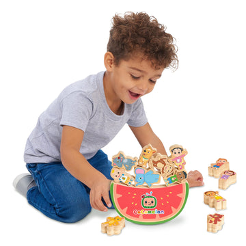 Cocomelon Best Friends Wooden Balance Blocks, Recycled Wood, Officially Licensed Kids Toys For Ages 18 Month By Just Play