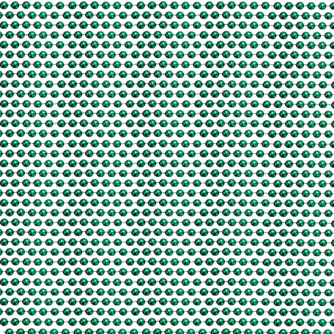 33 inch 07mm Round Metallic Green Mardi Gras Beads - 6 Dozen (72 Necklaces)