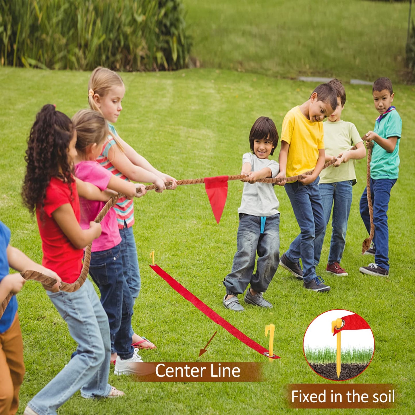 WYRJXYB Field Day Tug a War Rope Games 60FT for Kids and mature-themed  Outdoor Outside Activities Carnival Easter Games for Kids Family Reunion Birthday Party Lawn Picnic Yard Game for Team Building  Brown