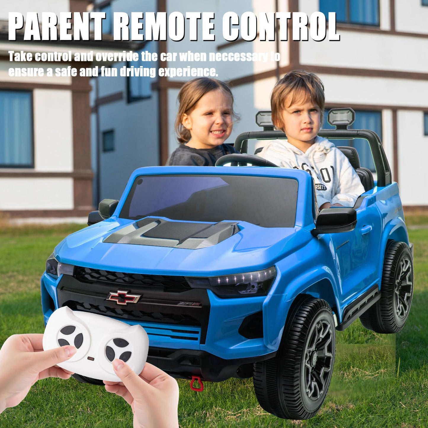 Nitoess 2 Seater 24V Chevrolet Hd Pickup Truck Ride On Car With Parent Remote Kids Eva Tires Ride On Car Electric Power Vehicles