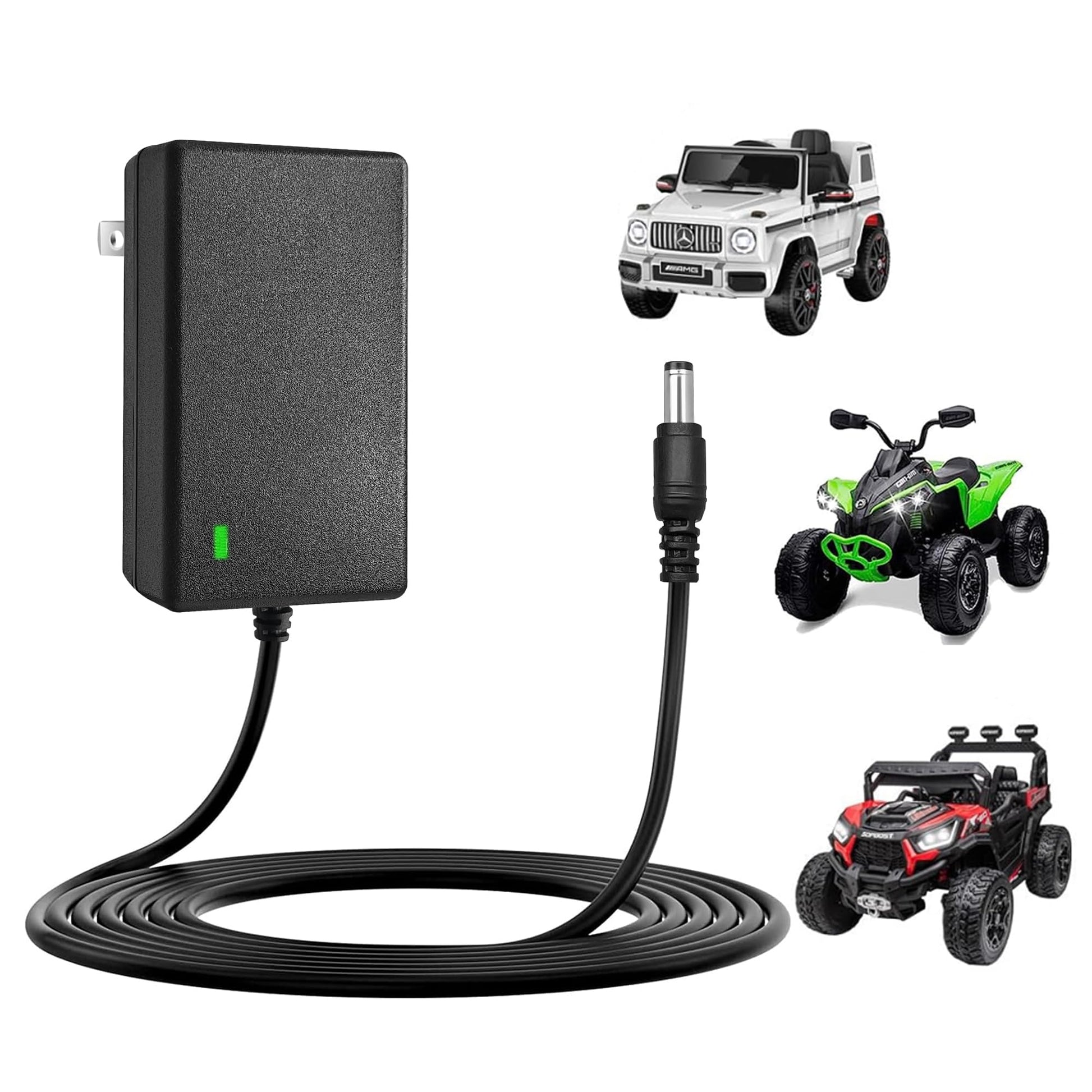 24V Battery Charger for Ride On Toys - Compatible with Power Wheels  Kids Ride On Cars  Electric ATVs  Lamborghini  Jeep  Mario Kart  24V Battery for Ride On Toys - DC Charger for 24 Volt Vehicles