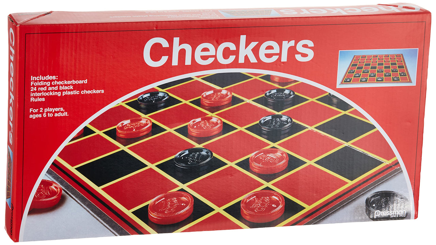 Pressman Checkers -- Classic Game With Folding Board And Interlocking Checkers, 2 Players