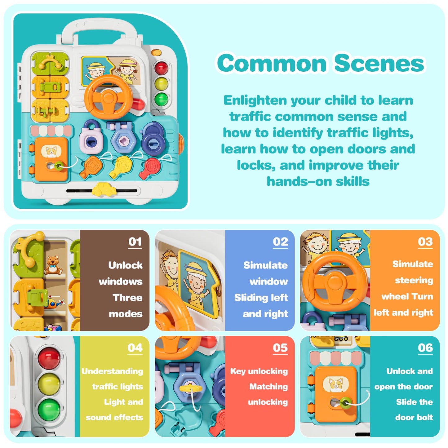 Hangrui Montessori Toys for 1 Year Old, Musical Busy Board, Learning Sensory Toddler Toys for 1-3, Motor Skills Developmental To