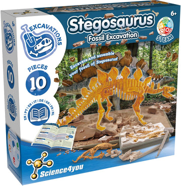 Science4You - Stegosaurus Fossil Digging Kit For Kids +6 - Excavate And Assemble 10 Stegosaurus Fossiles - Ideal Dinosaur Excava