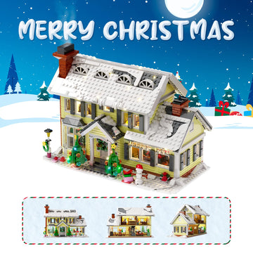 Christmas Holiday House Building Set, Led Diy Christmas Holiday Snow Village, Christmas House Compatible With Lego Gifts For Boy