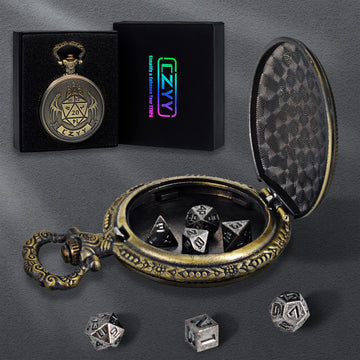 DND 6mm Micro Polyhedral Dice Set with Pocket Watch Shell Case Perfect for Dungeons and Dragons, Tabletop RPG and Cards Board Ga