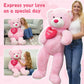 MaoGoLan 4.3ft Pink Teddy Bear Plush Toy with Red Heart - Giant Stuffed Animal Gift for Girlfriend, Boyfriend, Kids