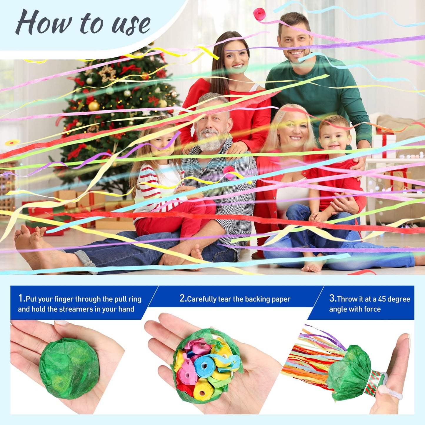 No Mess Streamers,50 Pack Romantic Colorful Christmas Confetti Poppers,Green Red Party Poppers For Birthday,Celebrations,holiday