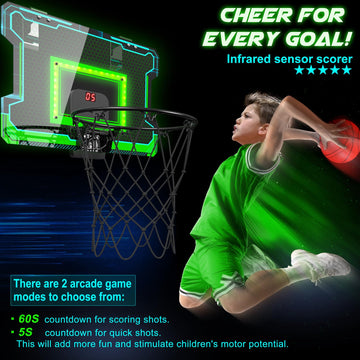 Okkidy Mini Indoor Basketball Hoop, Light-Up Basketball Hoop With Electronic Led Scoreboard, Small Outdoor Basketball Game Toys For 6, 7, 8, 9, 10, 12+ Year Old Girls Boys Kids Teen Adults, Idea Gifts