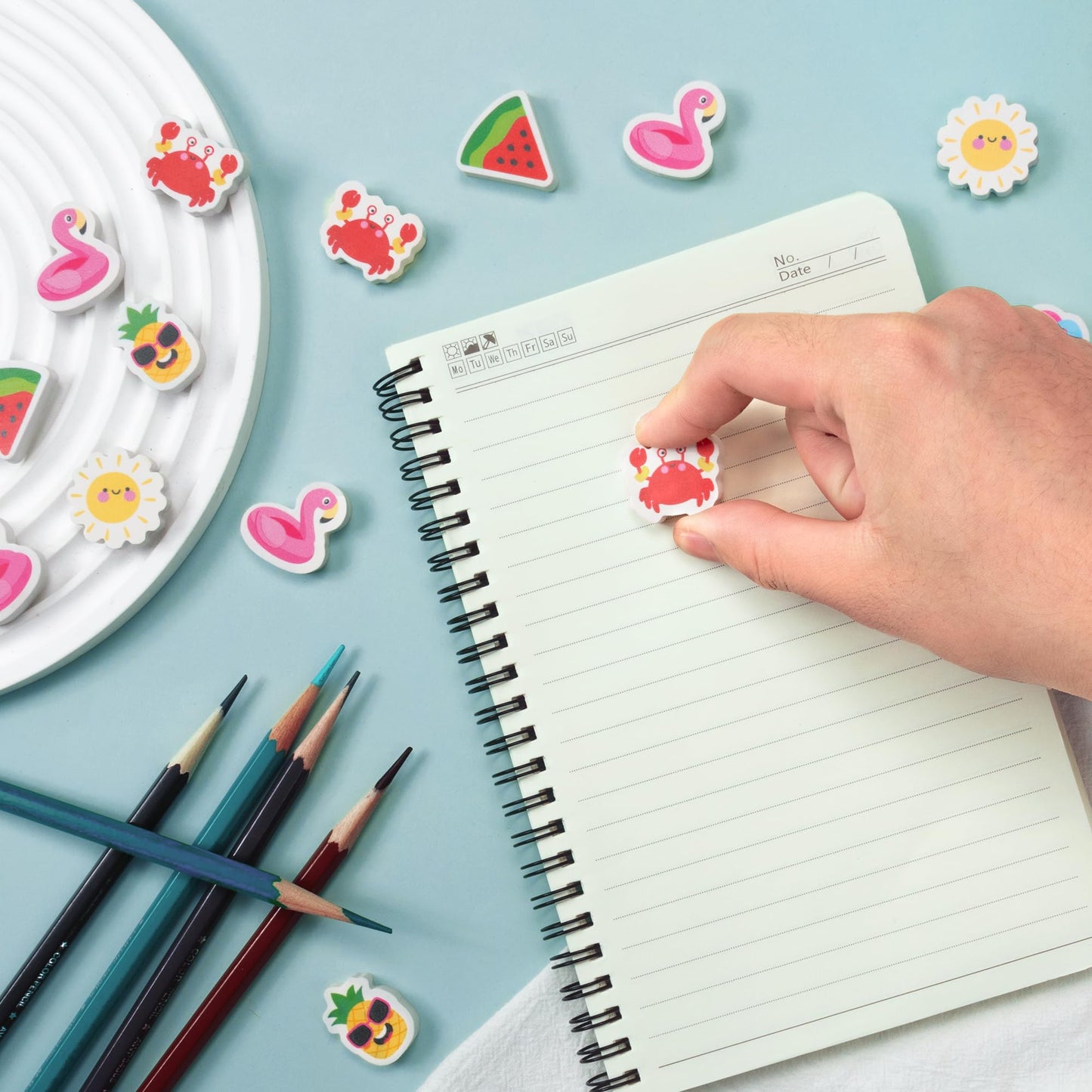 Yopyame Summer Mini Erasers Bulk - 60Pcs Ice Cream Watermelon Flamingo Tiny Erasers For Kids Assorted Novelty Pencil Erasers Puz