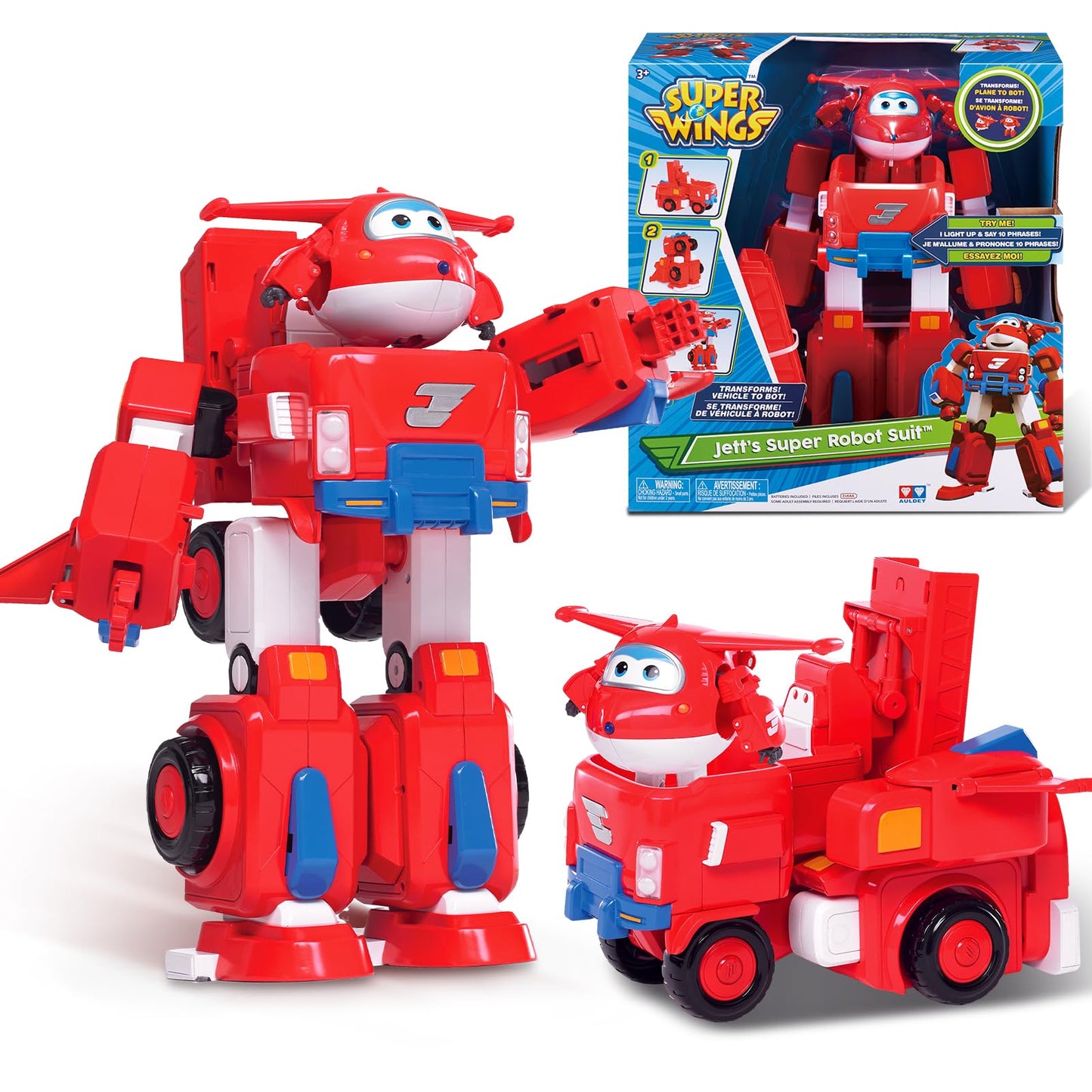 Super Wings 14' Transforming Jett'S Super Robot Airplane | Action Figure | Ages 3-5 | Birthday Gift | Lights & Sounds