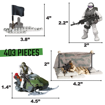 Special Forces Mini Action Figures Includes 3 Army Building Sets with 9 soldiers Arctic Troopers Snowmobile Scout Desert Squad Special Troops Toy Gifts 10+ Kids & parents - Quality Family Time 403 Pcs