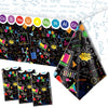 Plastic Science Tablecloth Science Party Decorations Rectangular Table Cover Dark Color Science Themed Table Cloth for Birthday 