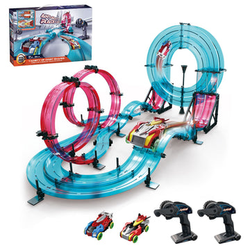 Insgen Slot Car Race Track Sets For Kids, Hot Magnetic Attraction Track Builder, Electric Remote Control Track Car Birthday Toys
