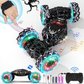 Terucle Remote Control Car, 2.4Ghz 4WD Gravity Gesture Sensing RC Cars, Monster RC Stunt Twist Car Kids Toys for 5-7 yr Boys & G