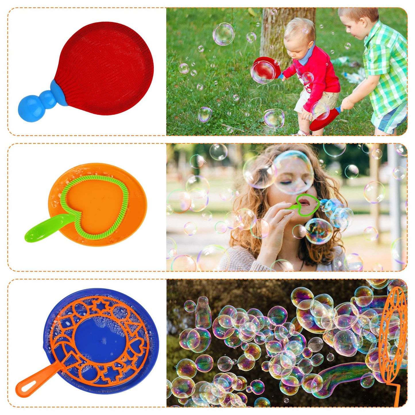 Roberly 18 Pcs Big Bubble Wands Toys Set With Solution, Tray, Soft Racket, Bulk Funny Bubbles Making Toys For Kids Summer Outdoor Activities Game Birthday Party Favors
