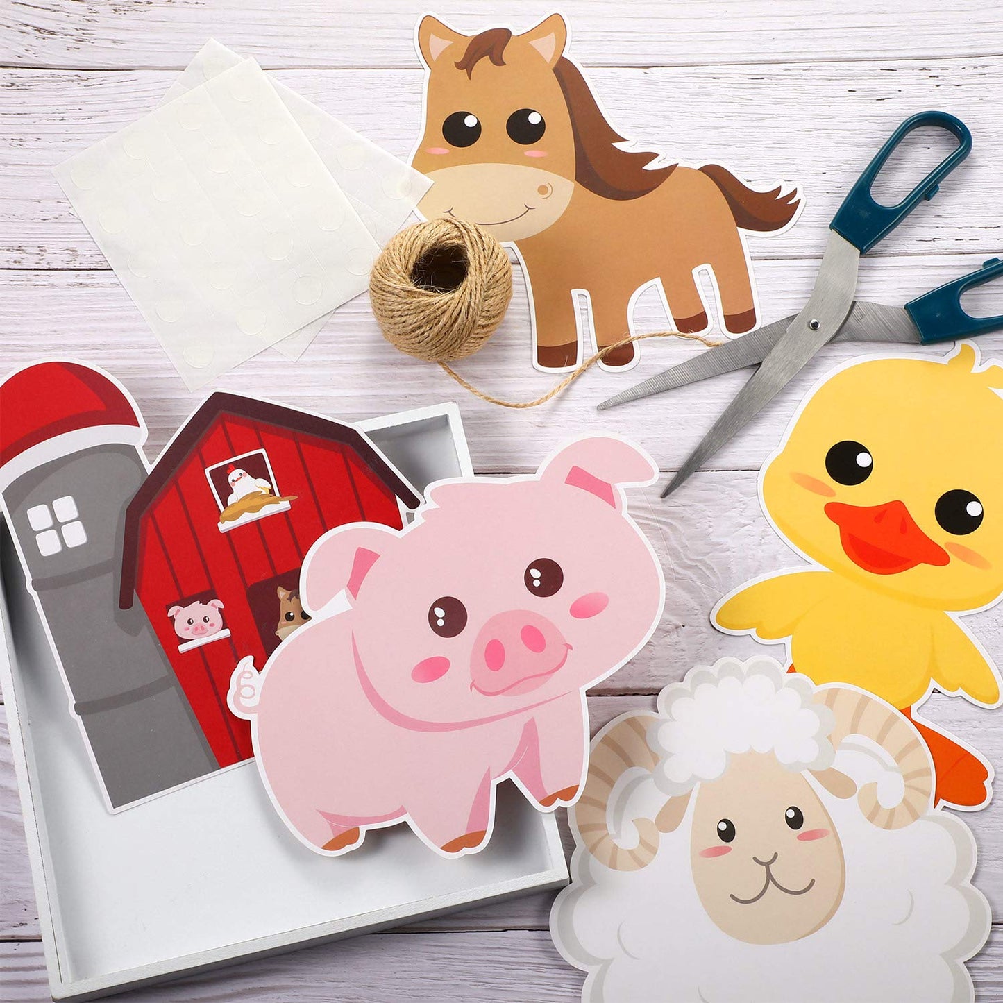 Blulu Farm Animals Decor Set - 35 Pcs Paper Cutouts for Baby Shower, Classroom, Birthday, Multi Color