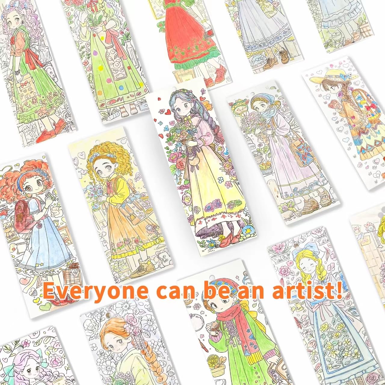 Coiplay 648 Color Blocks Watercolor Paint Set, 52-Bookmarks, 3 Brushes, Silicone Cup, Fairytale Princess Coloring Books, For All