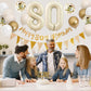 80Th Birthday Decorations Sand White Gold,80Th Birthday Balloons Beige Gold,Happy 80Th Birthday Banner With Cake Toppers Number