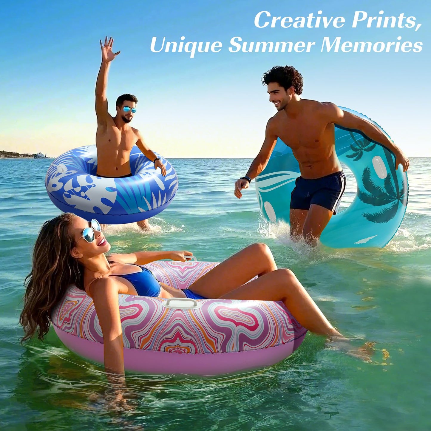 HeySplash Pool Tubes for mature-themed  2 Packs 42 Inch Large Floats Tube Rafts with Handles  Inflatable Swimming Ring Lounge  Hawaii Fun Swim Floaties River Pool Beach Lake Party Decoration  Purple Sunset