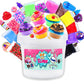 Elover Clear Slime Making Kits With Premade Slime For Kids Diy With 35 Sets Add-Ins Jumbo Kit For 6-12 Years Old Girls Boys Present Party Favors (Milky White Slime Bucket)