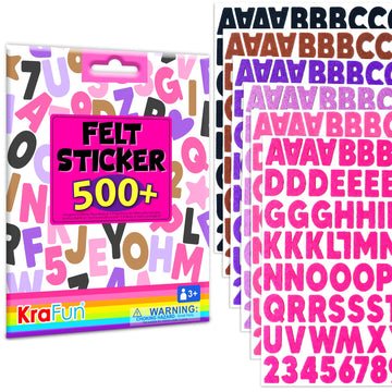 KRAFUN Black and Pink Felt Sticker Kit for Beginner Young Girls and Kids Arts & Crafts, Pack of 500+ Assorted Scrapbook Stickers