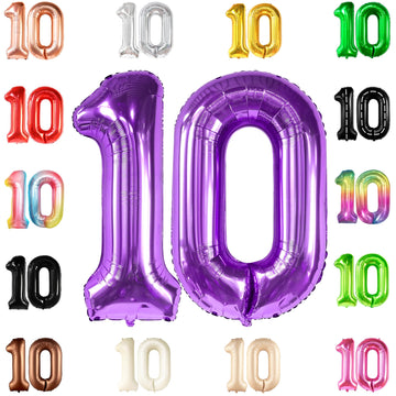 Katchon Purple Giant 40 Inch Number 10 Balloon, 10Th Birthday Decorations For Girl, Reusable, Helium Supported, Lavender Balloon For Purple Birthday Decorations
