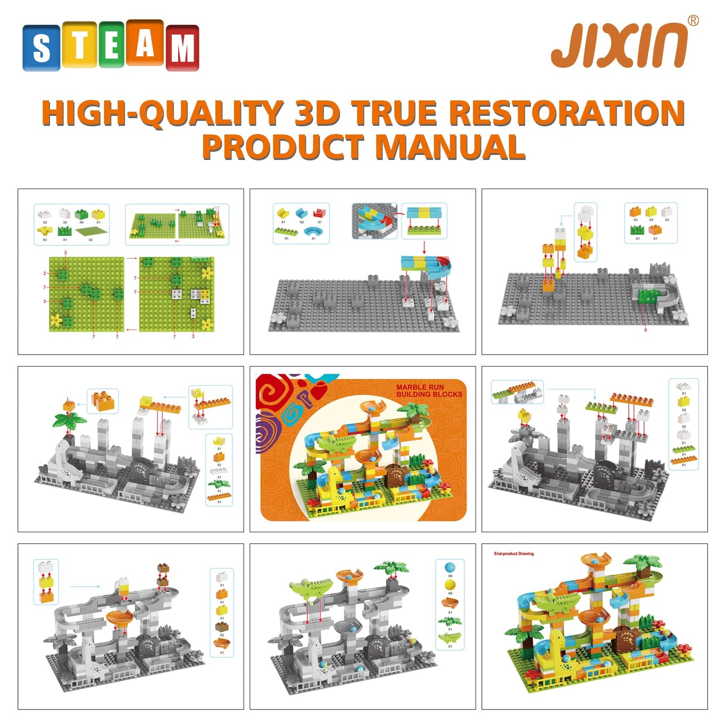 Jixin Dinosaur Marble Runs For Kids 4-8 Building Blocks 187Pcs Compatible With Lego Duplos For Age 2-5 - Marble Run For Kids Age