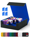 Uaono Card Storage Box For Trading Cards, 2400+ Mtg Commander Deck Box With 24Pcs Colorful Divider, Card Case Fits For Magic Tcg Ptcg Game Cards(Black&Blue)