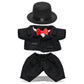 DolliBu Black Tuxedo Outfit for Stuffed Animal Dress Up Set  3Piece Animal Costume Suit with Red Bow Tie, Black Hat and Pants,