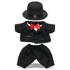 DolliBu Black Tuxedo Outfit for Stuffed Animal Dress Up Set  3Piece Animal Costume Suit with Red Bow Tie, Black Hat and Pants,