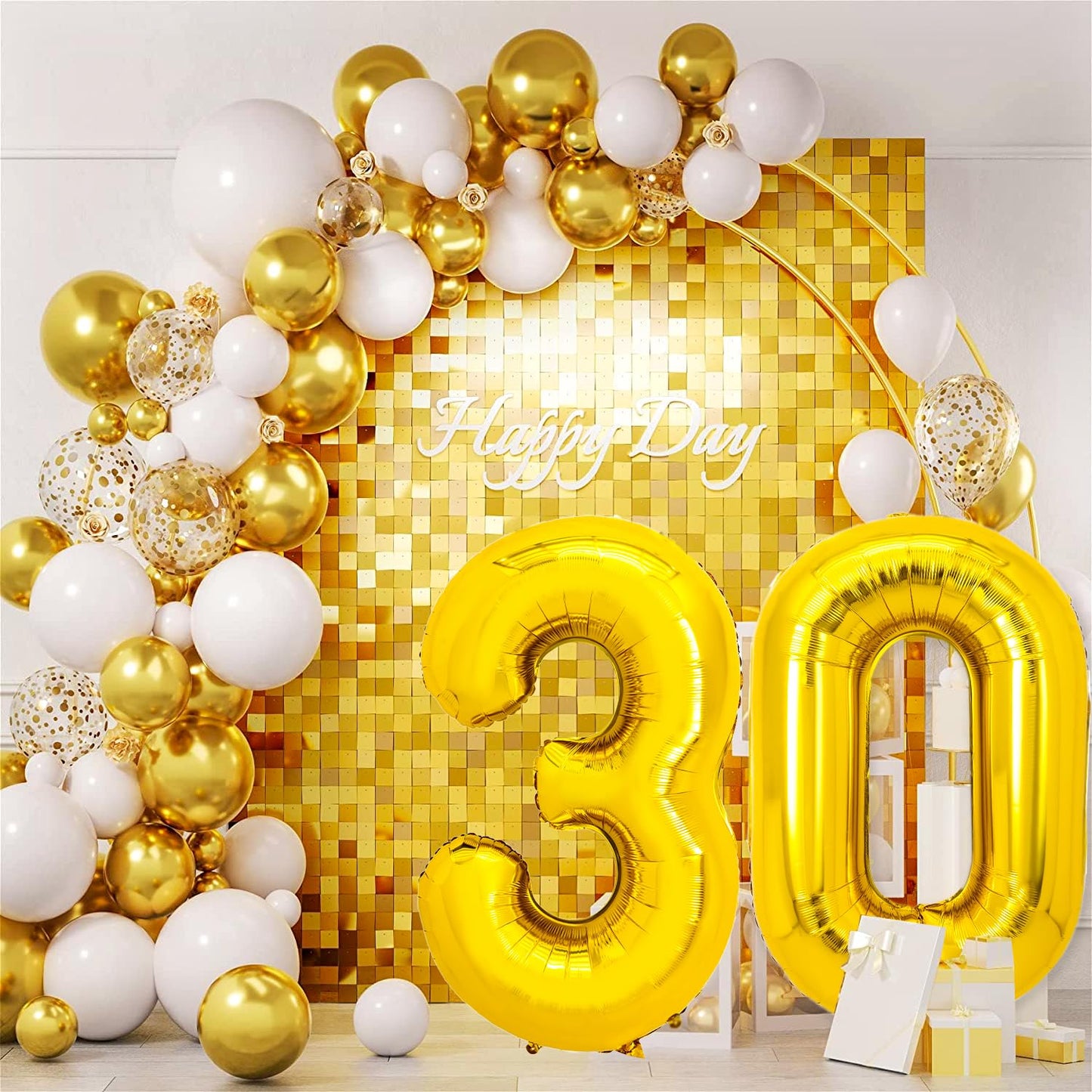 Pigetale 40 Inch Gold Large Numbers Balloons 0-9, Giant Jumbo Digit 3 Helium Balloons For 3Rd Girls Kids, Self Inflating Foil My