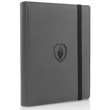 Trading Card Binder 9 Pocket  Fabmaker PU Cover Card Collection Binder for 360 Cards  enhanced Card Book  Sturdy Card Holder Folders  Card Album for YuGiOh  MTG  TCG  Game Cards & Sports Cards  Grey