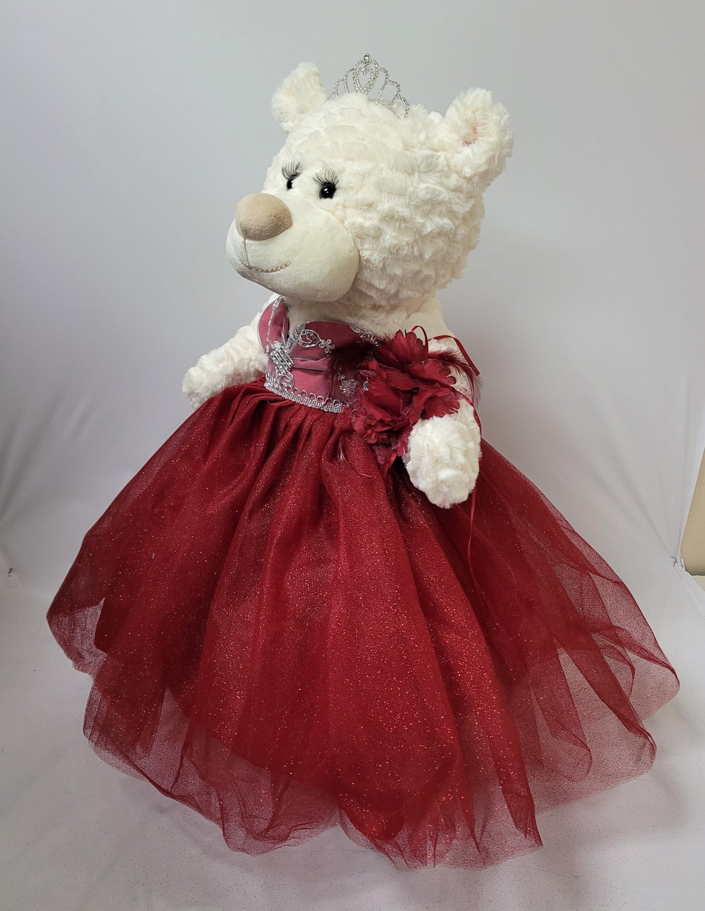 Kinnex Collections Since 1997 20'' Teddy Bear With Elegant Dress (Centerpiece) ~ B16631N-7 (Burgundy)