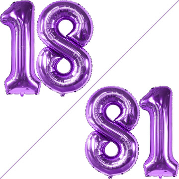 Katchon, Purple 18 Balloon Numbers - Huge, 40 Inch | 18 Number Balloons | 18Th Birthday Balloons, 18Th Birthday Decorations For Girls | 18 Balloon Numbers Purple, 18Th Birthday Decorations For Boys
