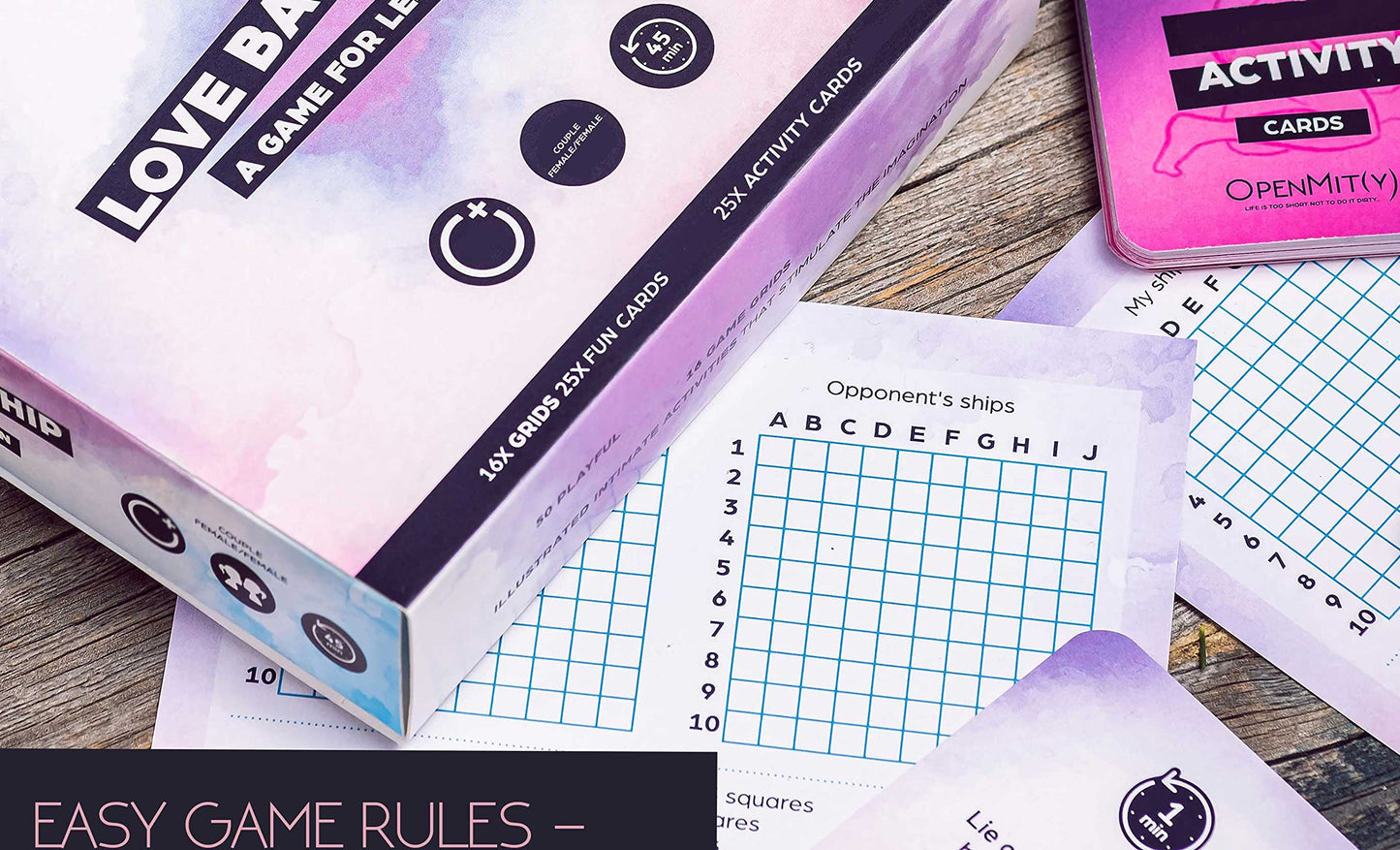 OpenMity Love Battleship Game for Lesbian Couples - Small, Multicolor, Cardstock, Fun Date Night Idea