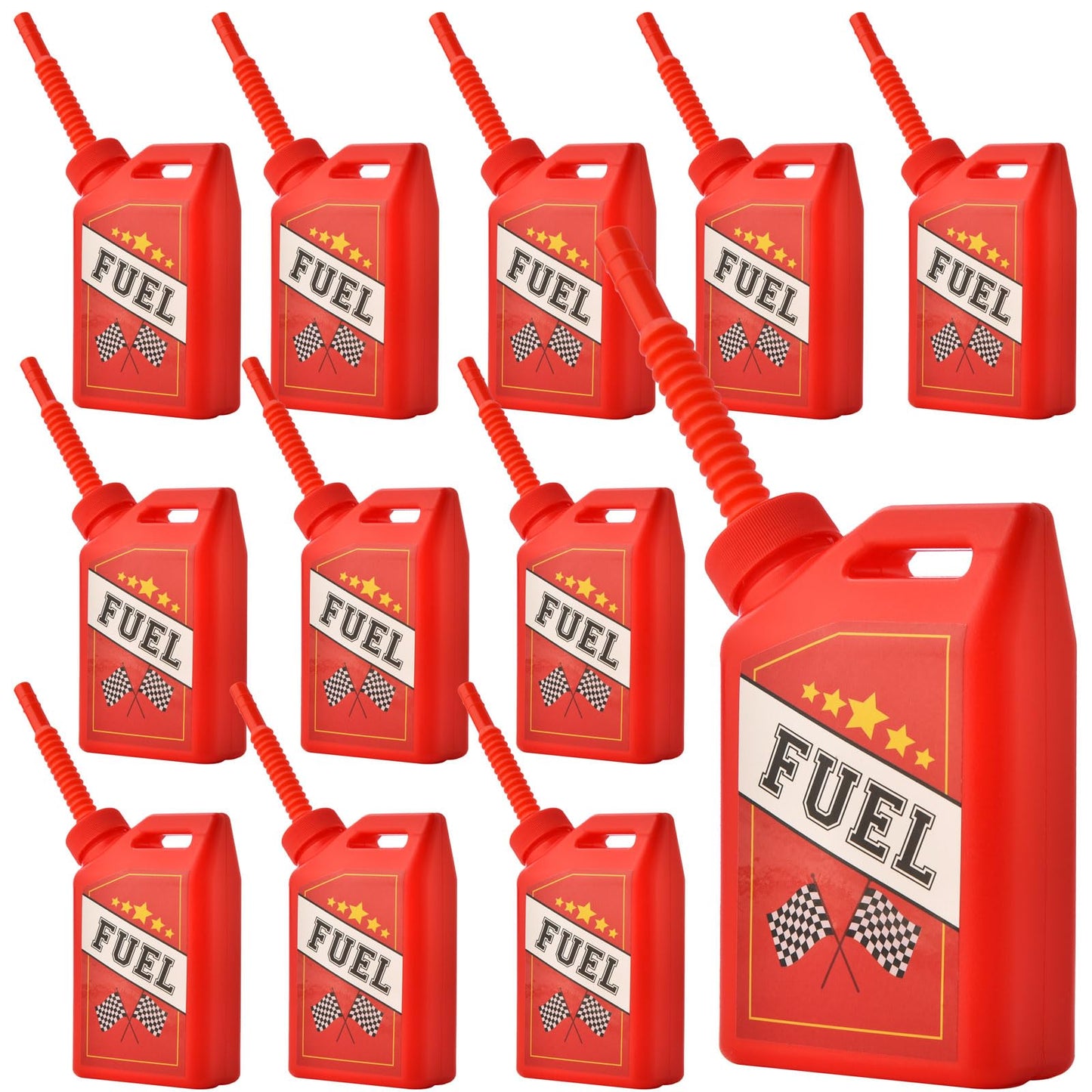 ALINK 12 Pack Race Car Cups with Straws, 11 oz Kids Party Favor Gas Fuel Can Cups, Racing Birthday Party Decorations Supplies fo