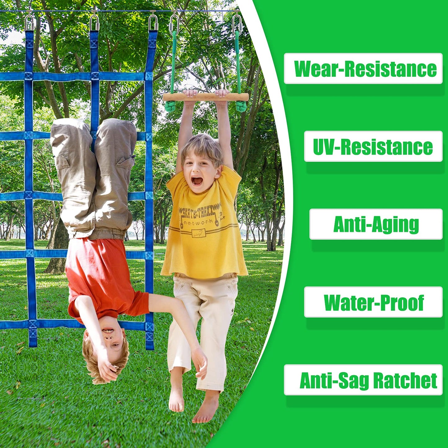 65Ft Ninja Warrior Obstacle Course For Kids With 12 Obstacle Course Accessories-Swings, Monkey Bars, Arm Trainers And More, Suit