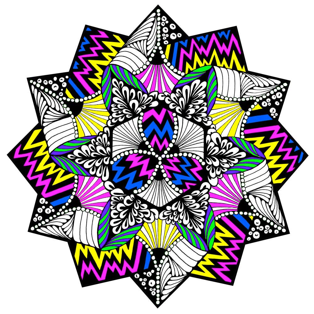Zig Zag Fuzzy Velvet Coloring Mandala - Beautiful Arts and Crafts Coloring Project for Kids, Teens, Adults, and Anyone Who Loves