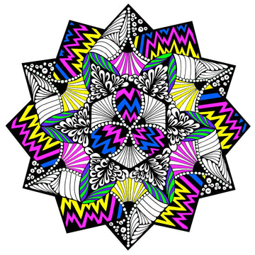 Zig Zag Fuzzy Velvet Coloring Mandala - Beautiful Arts and Crafts Coloring Project for Kids, Teens, Adults, and Anyone Who Loves