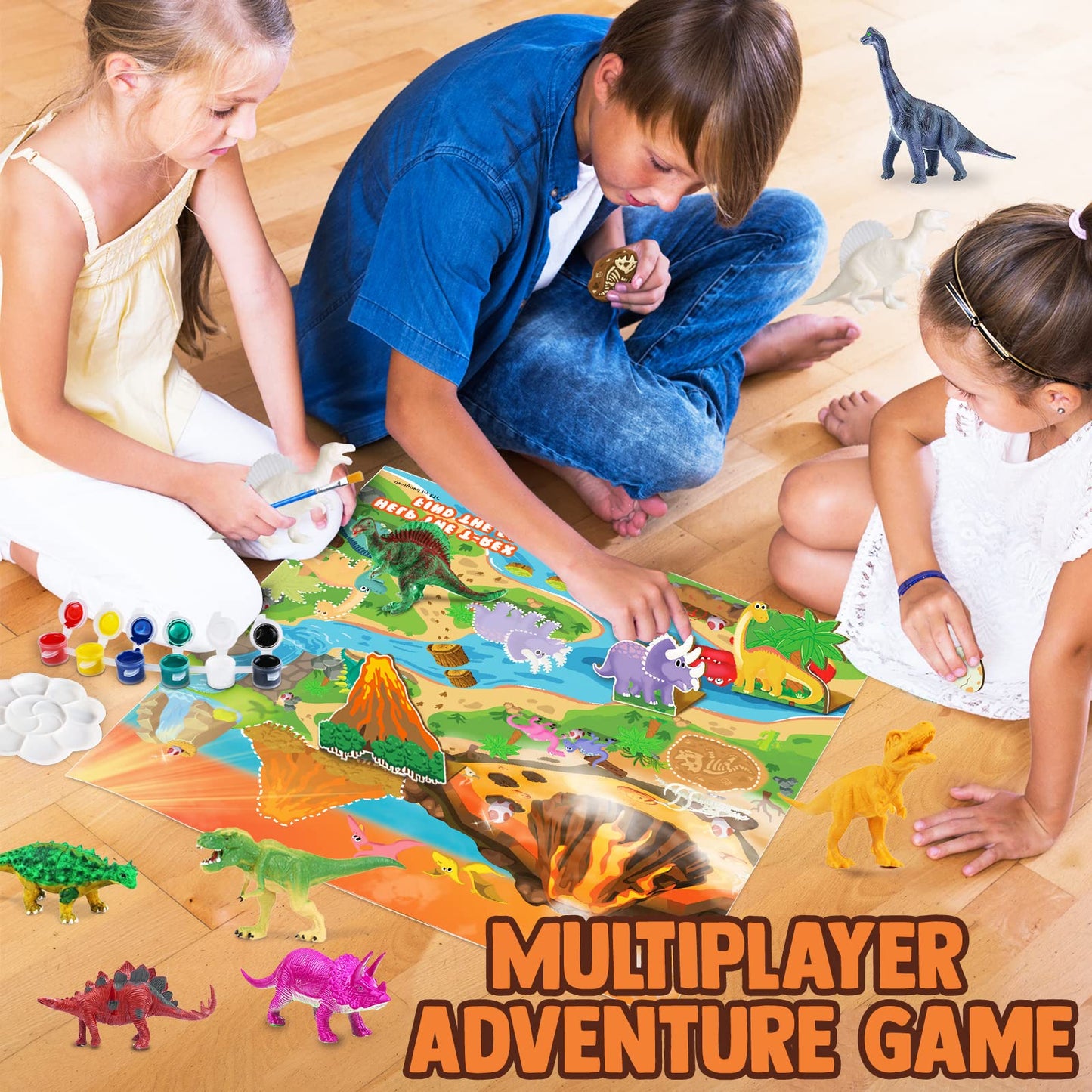 Funzbo Dinosaur Painting Kit - Dinosaur Toys For Kids 3, 4, 5, 6, 7,8 9 Years Old, Christmas Gifts For Kids, Painting Set For Kids, Art Set For Kids With Painting Tools, Art Supplies, Toys For Boys