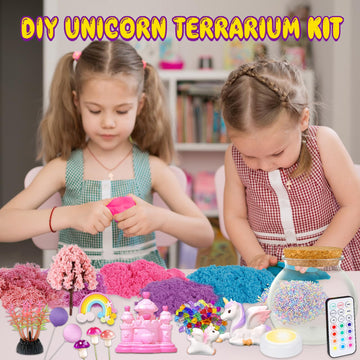 Unicorn Terrarium Crafts Kit For Kids-Led Night Light Up & Remote Unicorn Birthday Gifts Toys For Girls Ages5 6 7 8 9 10 Year Ol