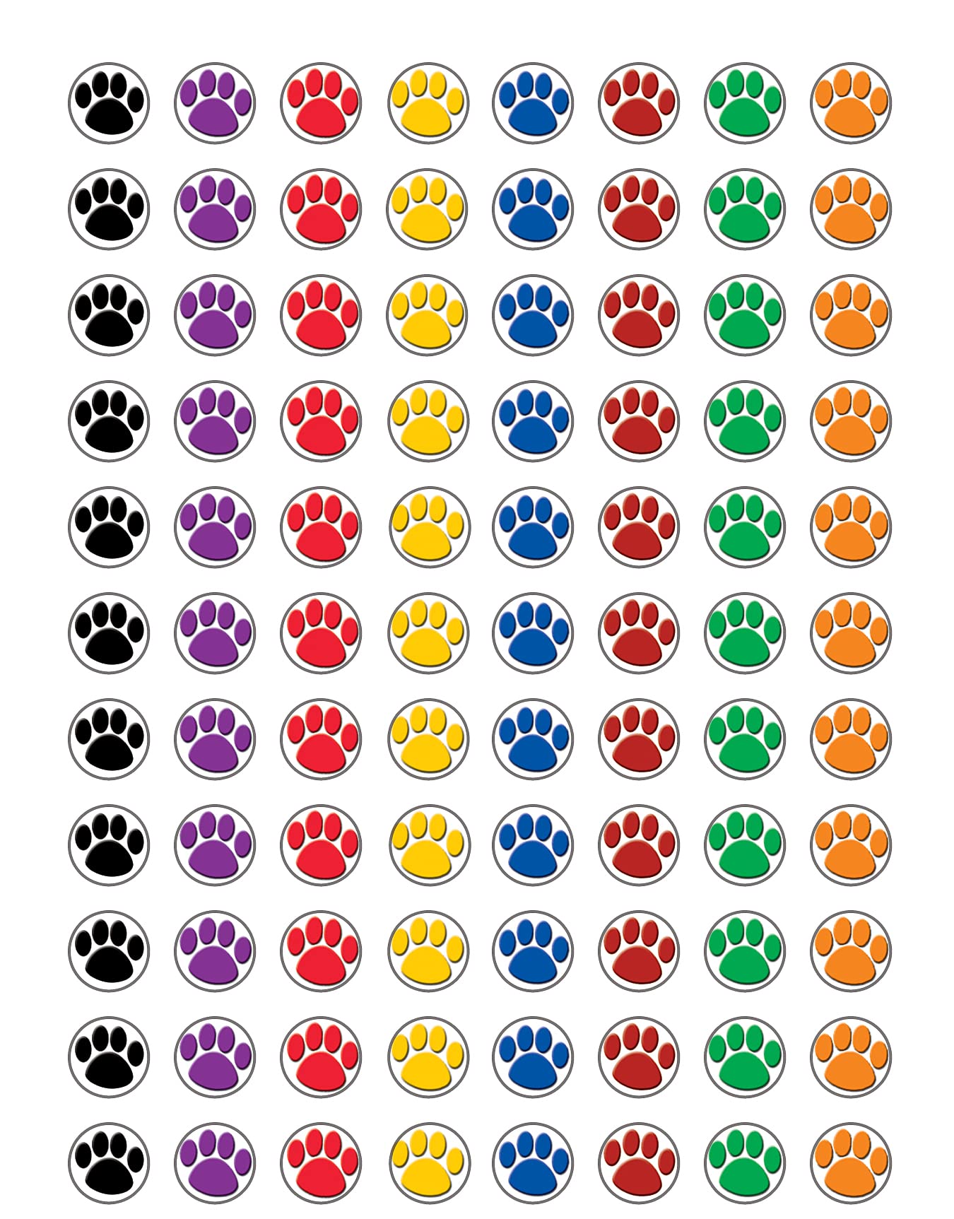 Teacher Created Resources Colorful Paw Prints Mini Stickers (4819)