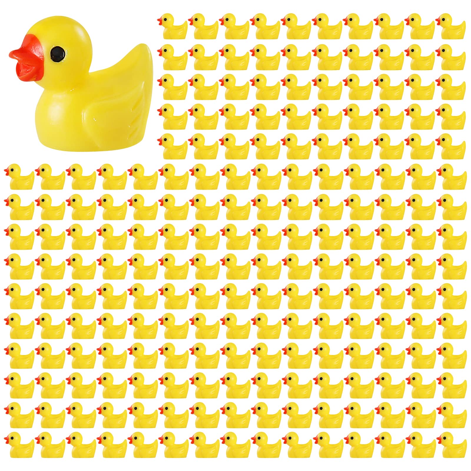 GliSun 200 Pieces Mini Resin Ducks Tiny Duck for Garden Micro Landscape Ornament Dollhouse Prank Christmas Falloween Birthday Pa