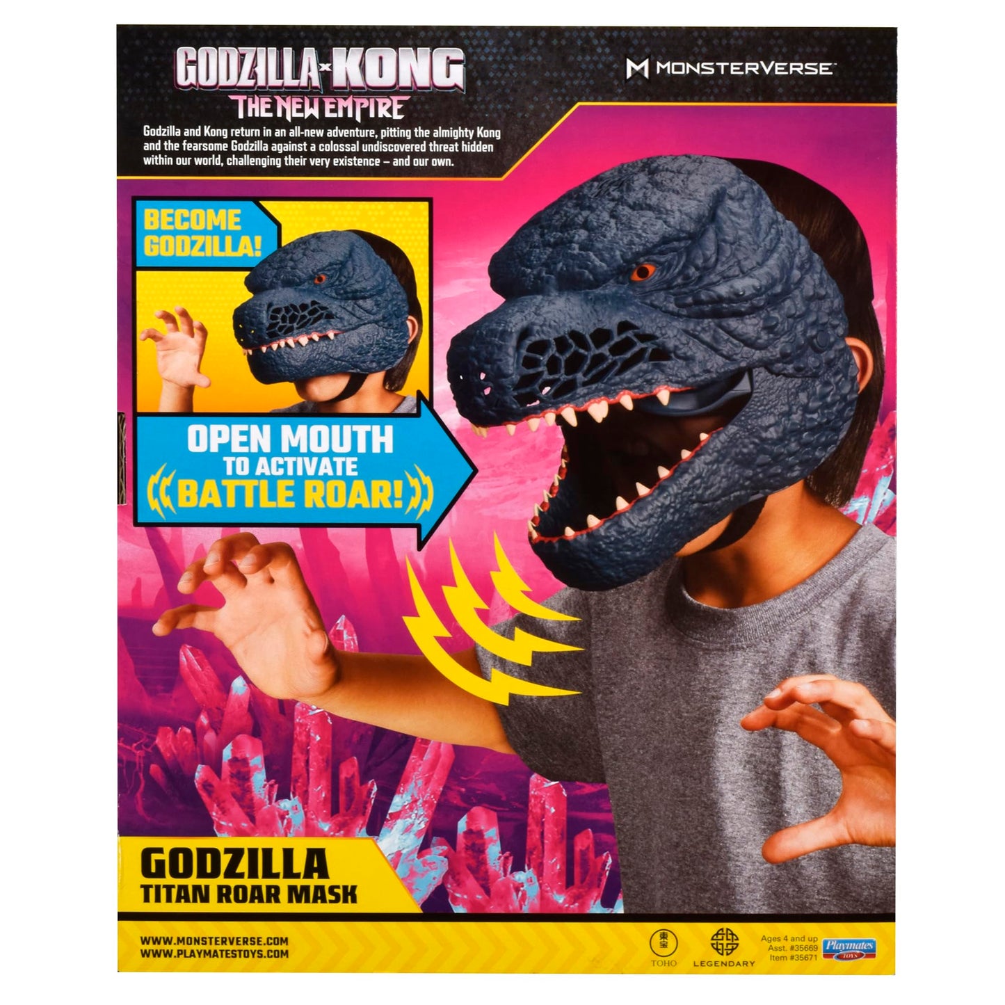 Playmates Godzilla x Kong Interaction Mask, Multi-Color, Fun Role Play Toy for Kids, Perfect for Imaginative Adventures