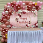 Floral Happy Birthday Backdrop for Women 7x5FT Burgundy Flowers Rose Gold Glitter Bokeh Photography Background Girls Birthday Pa
