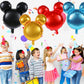 Mikimiqi 4 Pcs Mouse Head Foil Balloons, 24'' Mouse Mylar Balloon For Birthday Party Decorations Jumbo Mouse Head Aluminum Foil Balloons Party Favors Supplies (Black Red Blue Gold)